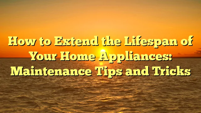 How to Extend the Lifespan of Your Home Appliances: Maintenance Tips and Tricks